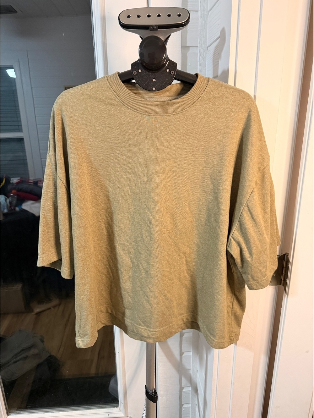 American Garage XL Olive Green Oversized Short Sleeve Crewneck Sweatshirt